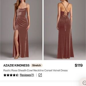 Azazie Rustic Rose Size A2 Velvet Bridesmaids Dress